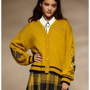 Hot Topic Harry Potter Hufflepuff Skimmer Cardigan yellow black small medium